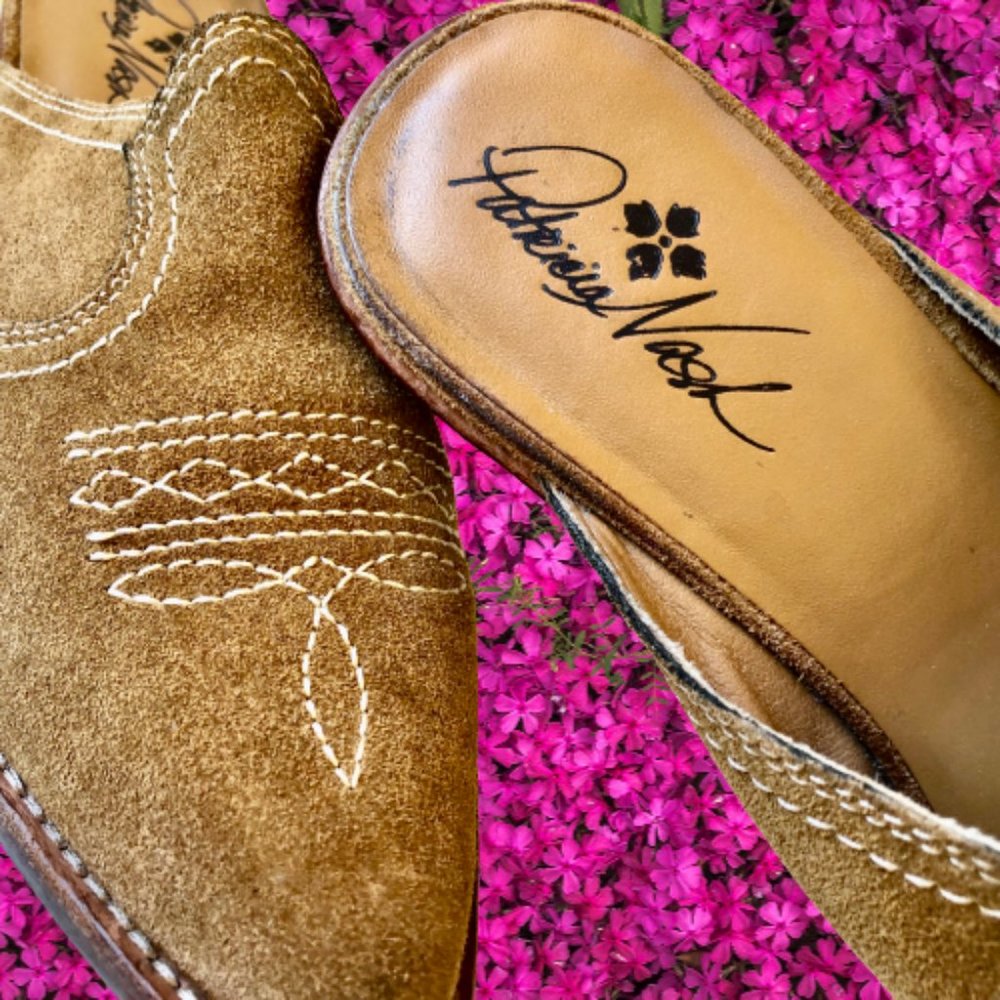 Patricia Nash Mustard Suede Mules with Low Heel - Picture 13 of 15